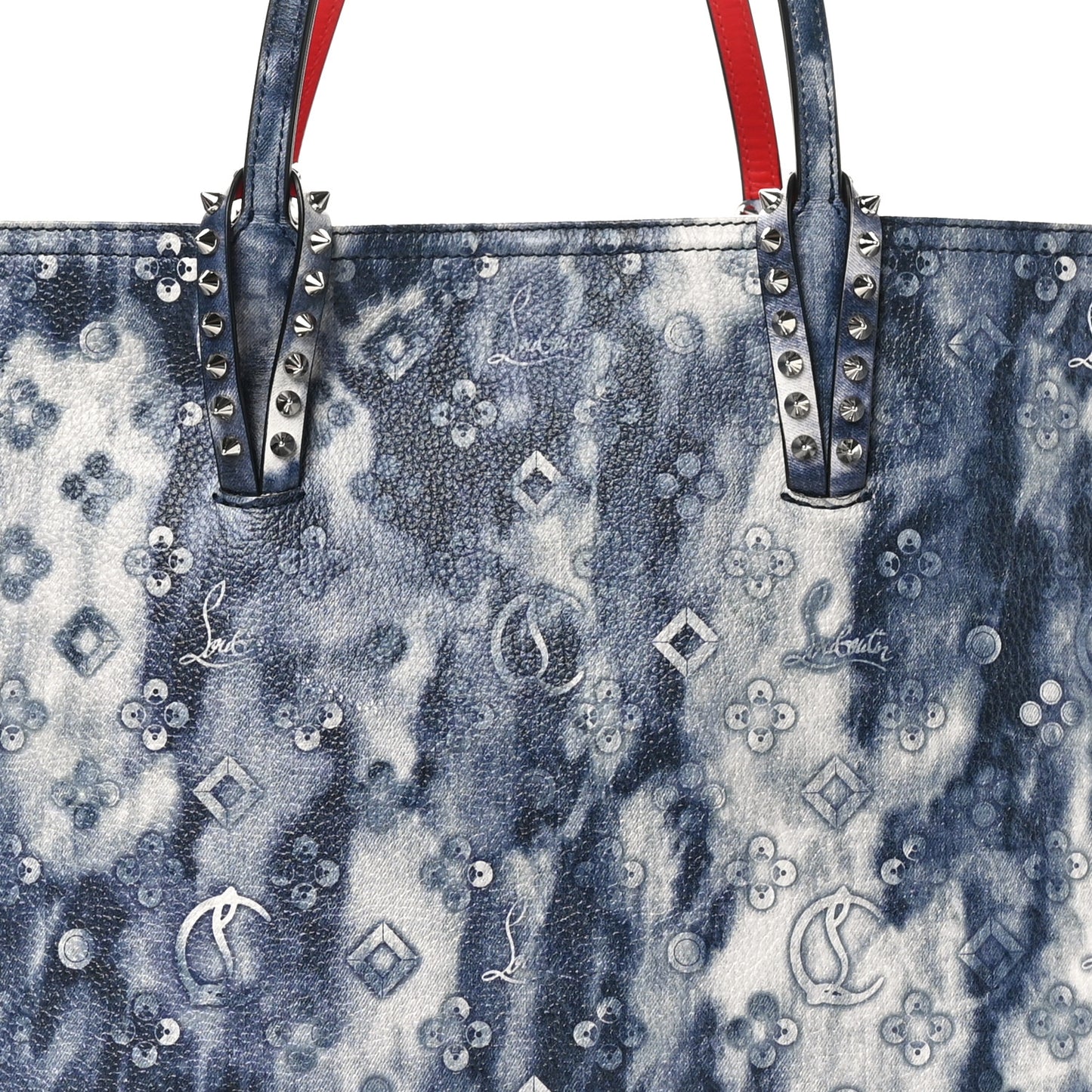 Metallic Calfskin Tie Dye Spikes East West Cabata Tote Multicolor