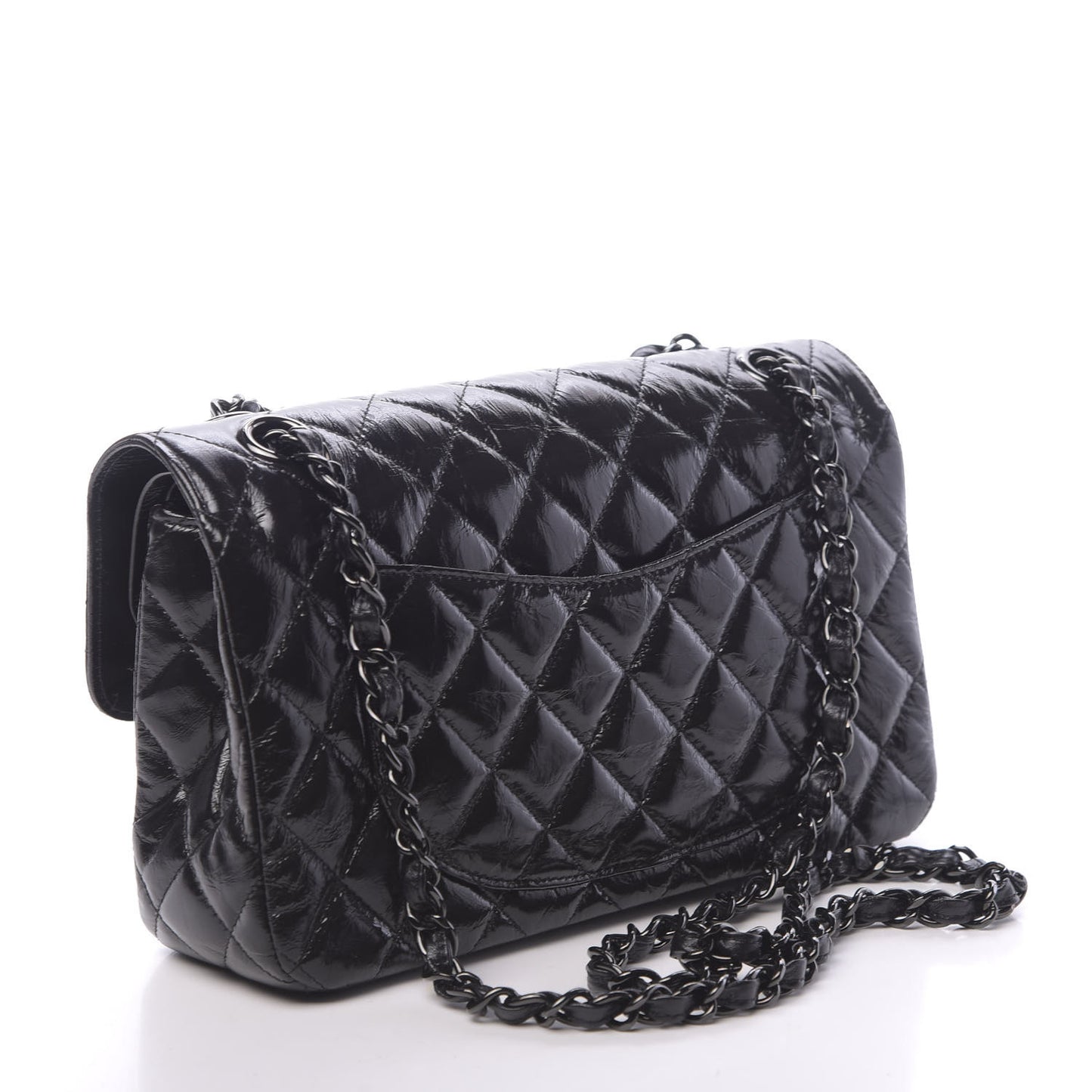 Shiny Crumpled Calfskin Quilted Small Incognito Double Flap