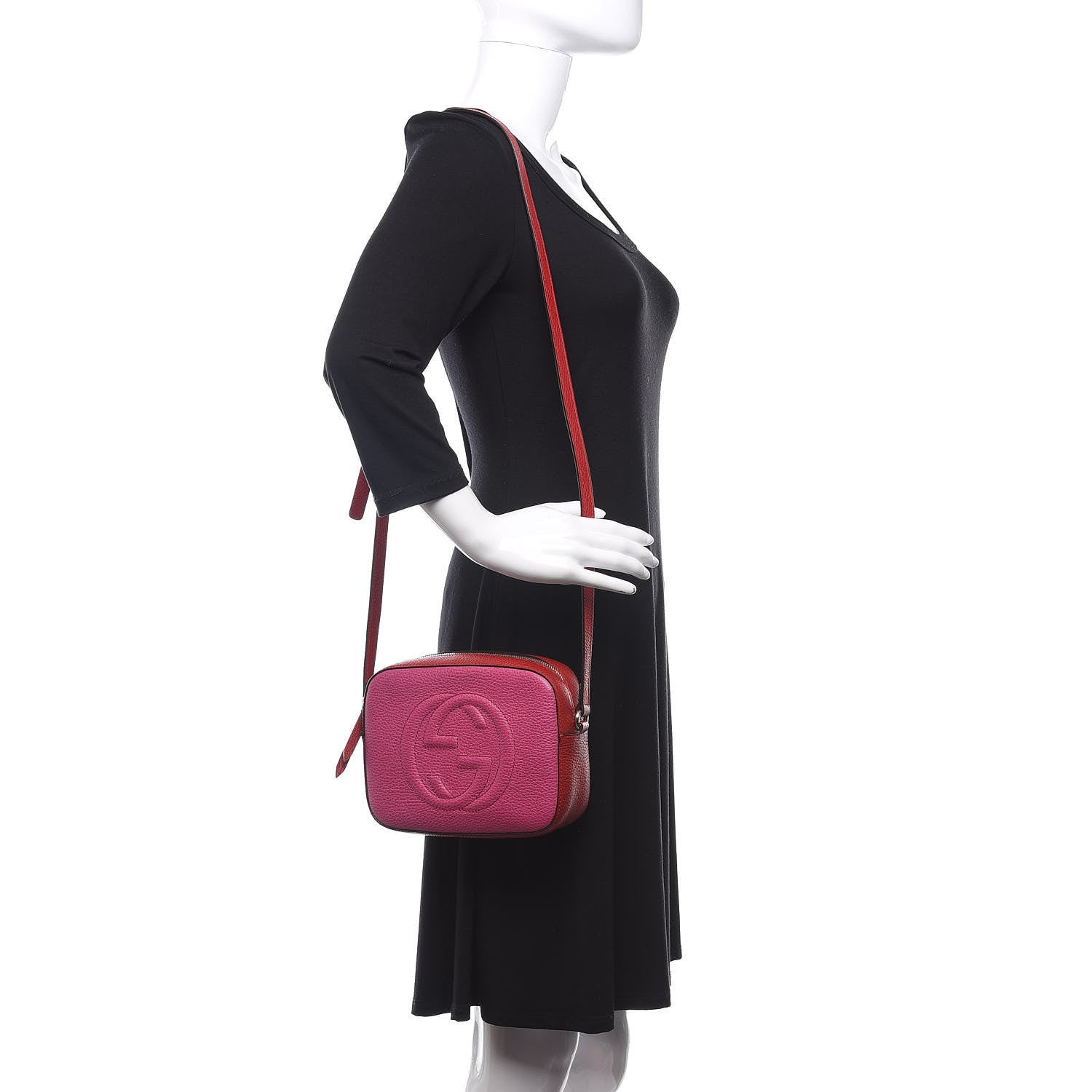Gucci Dollar Calfskin Bi-Color Small Soho Disco Bag New Rosette Hibiscus Red 2 of 11