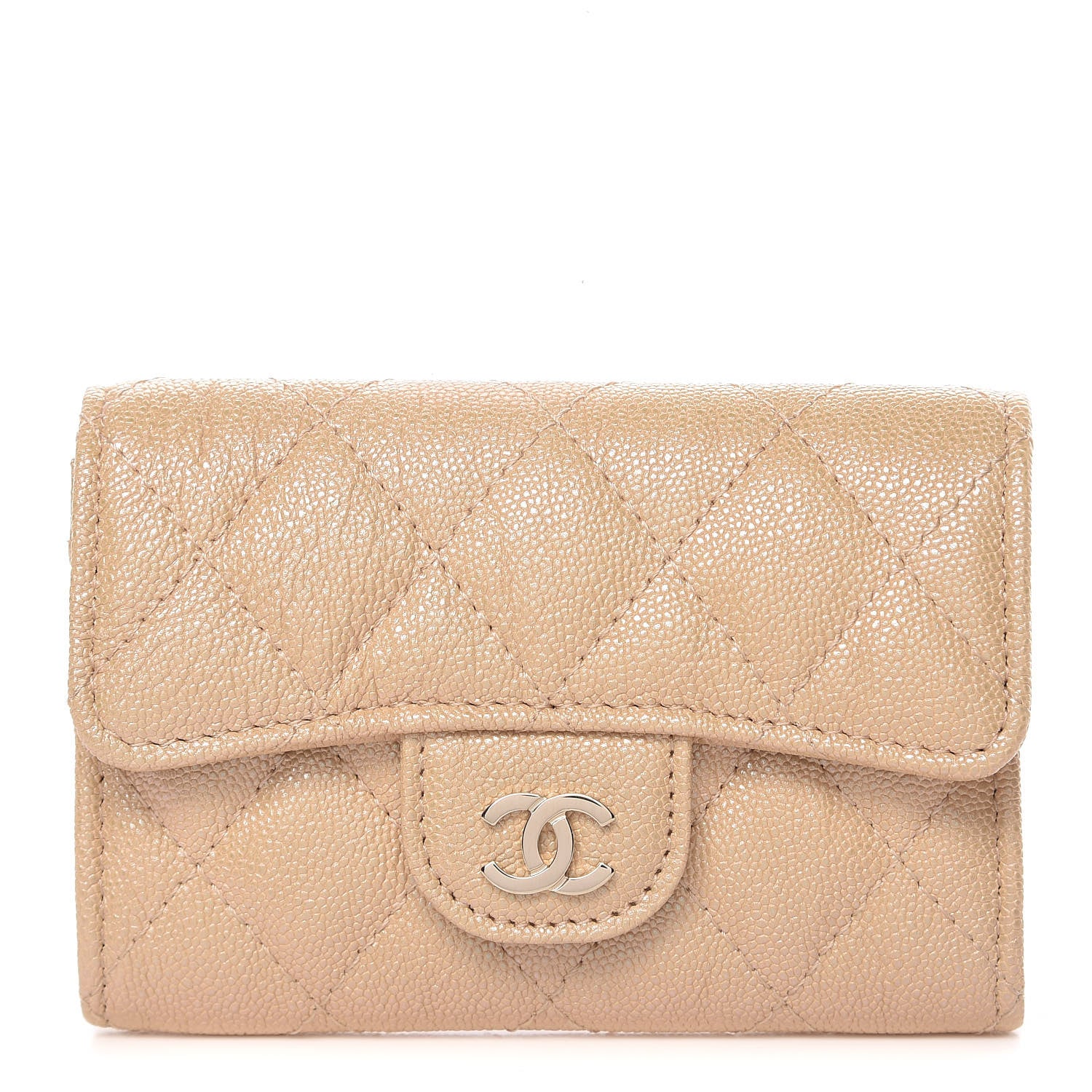 Chanel Iridescent Caviar Quilted Flap Card Holder Beige 1 of 9