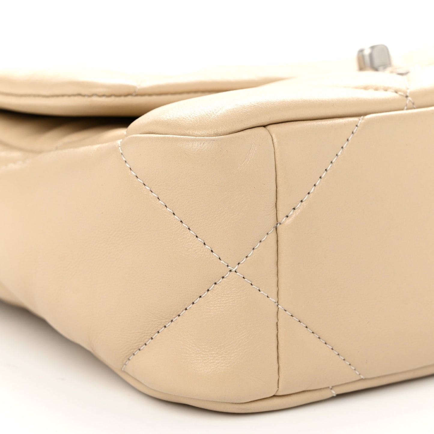 Lambskin Quilted Medium Chanel 19 Flap Light Beige