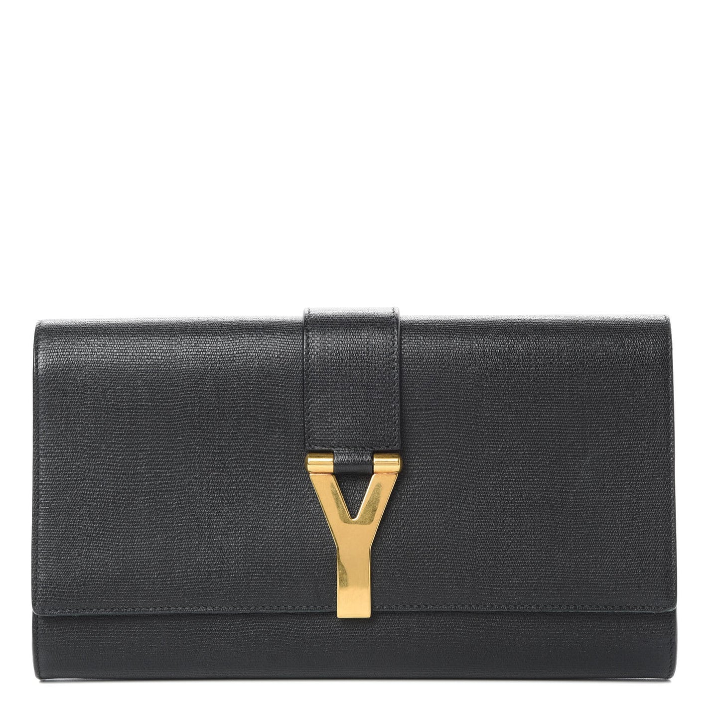 Textured Calfskin Y Ligne Clutch Black