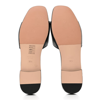 Gucci Cosmos Softy Calfskin Interlocking G Cut Out Slide Sandals 39.5 Black 5 of 7