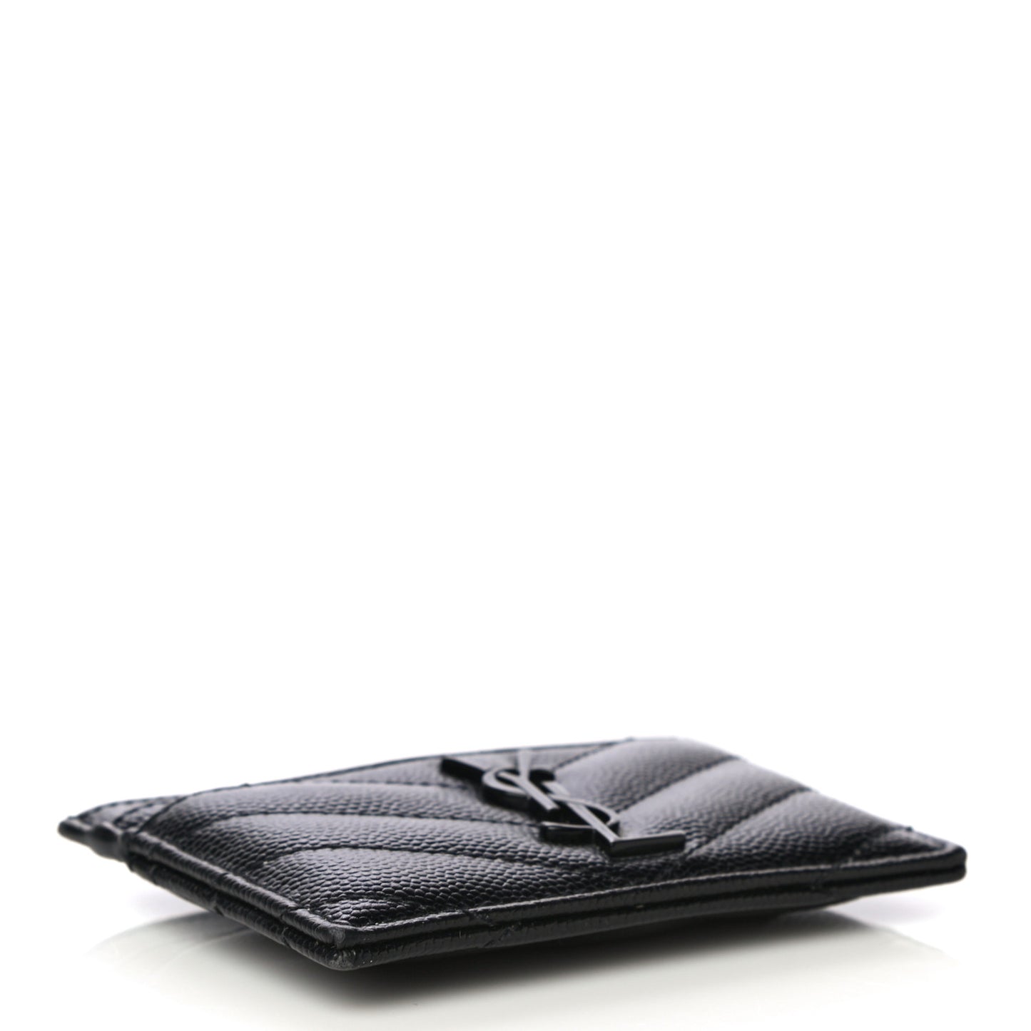 Grain De Poudre Matelasse Chevron Monogram Credit Card Case Black