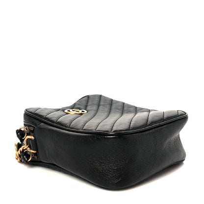 Gucci Azalea Calfskin Matelasse Diagonal Tall GG Marmont Crossbody Bag Black 4 of 11