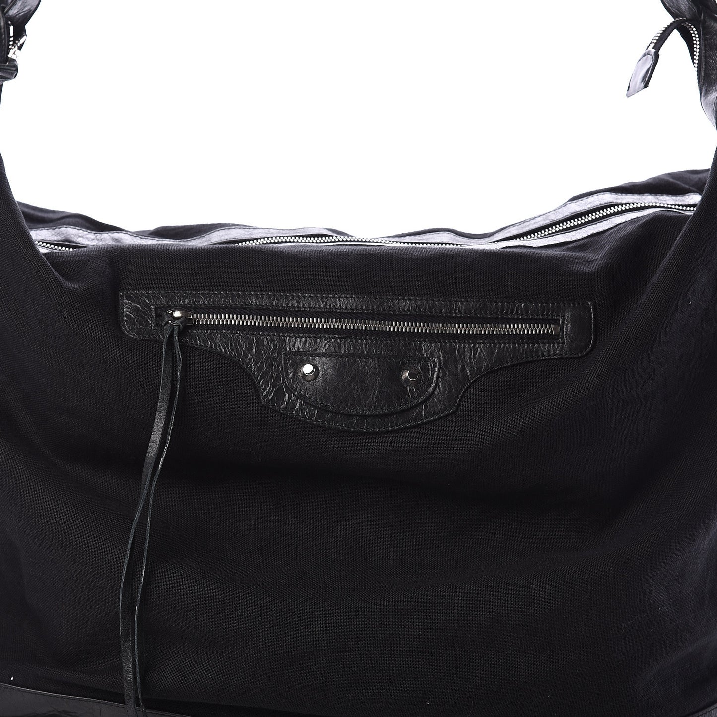 Chevre Canvas Classic Silver Hardware Hobo Black