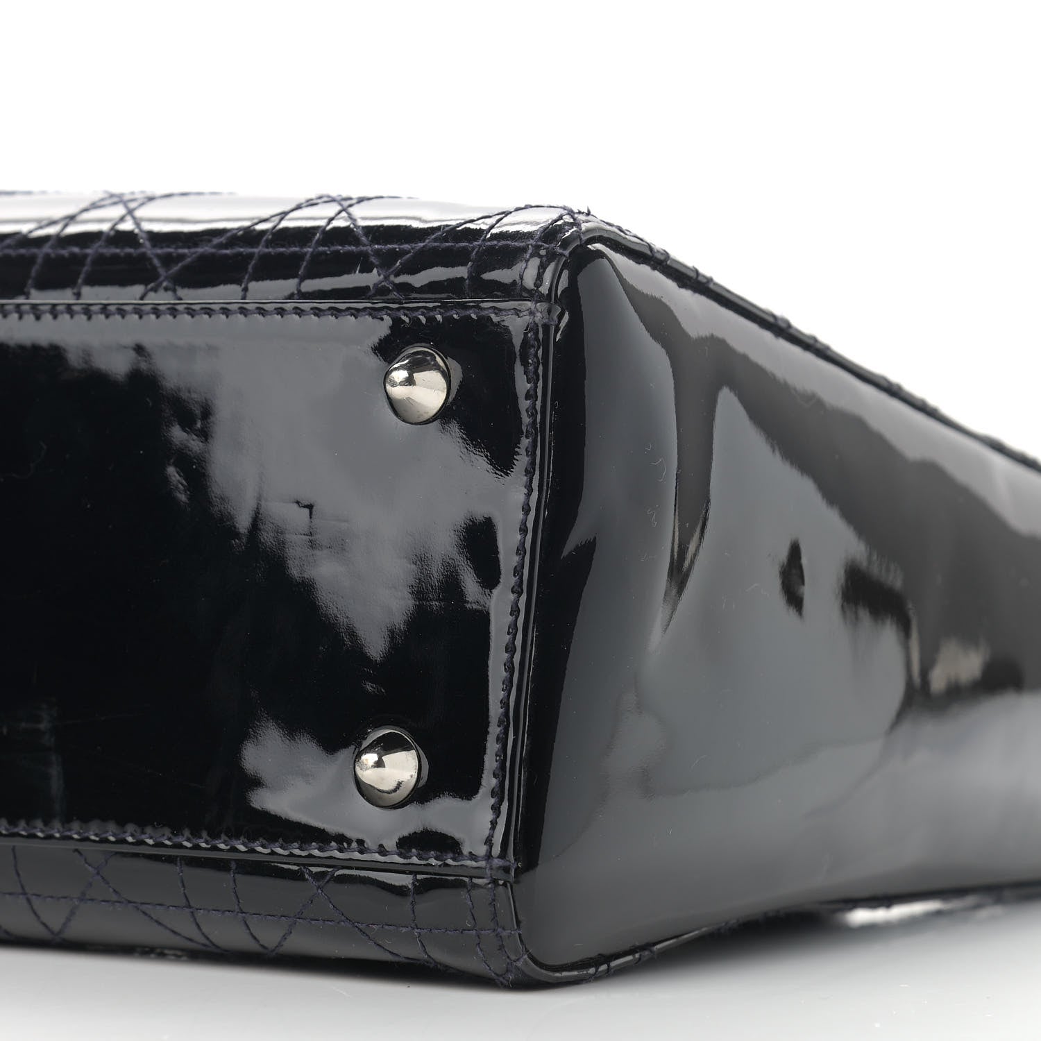 Christian Dior Patent Cannage Stitched Large Lady Dior Dark Navy Blue 10 of 13