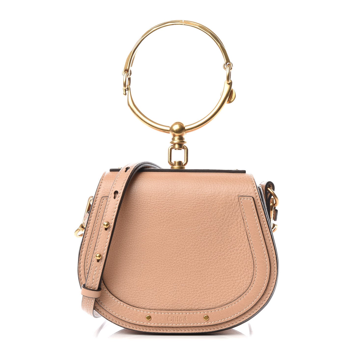 Calfskin Suede Small Nile Bracelet Bag Biscotti Beige