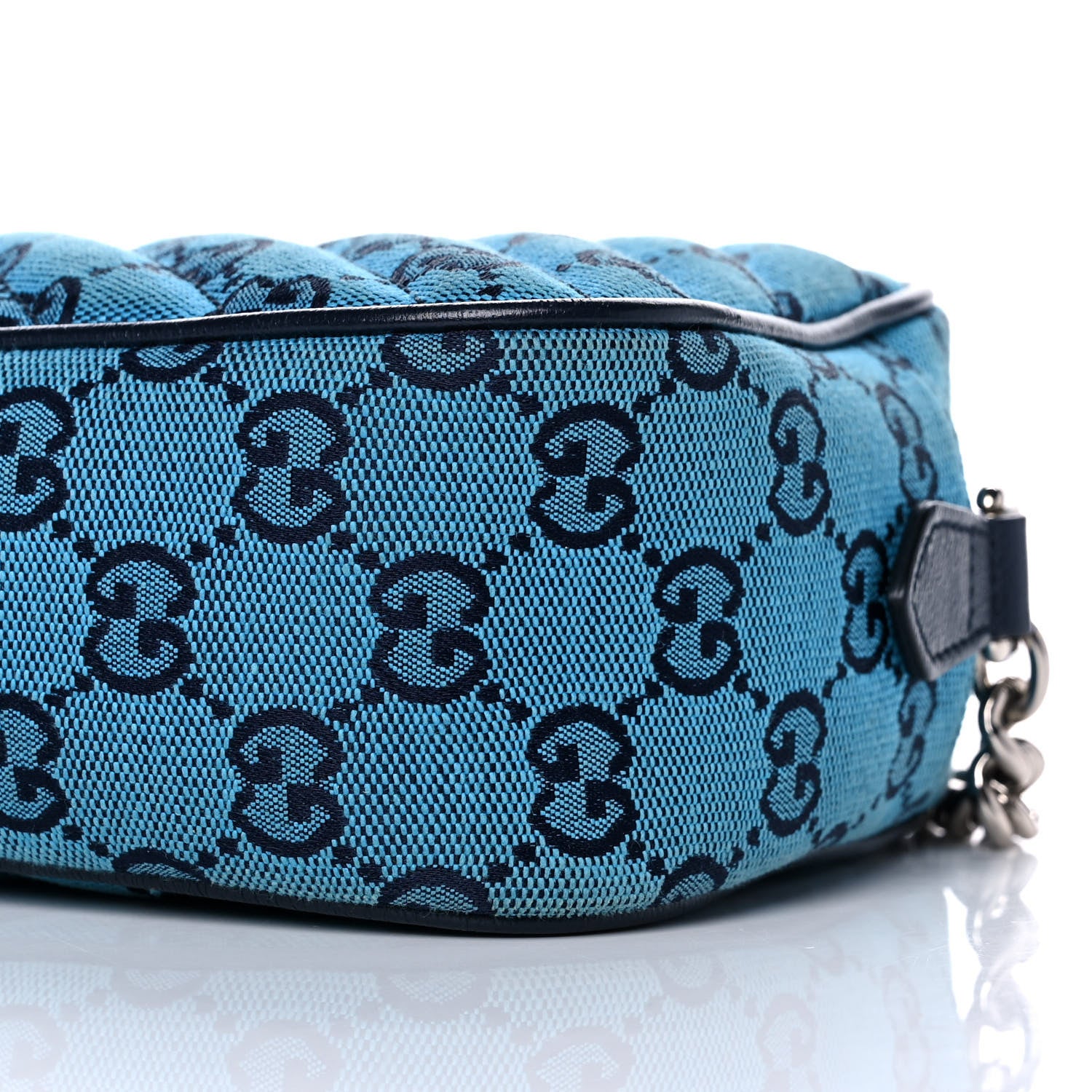 Gucci Monogram Multicolor Matelasse Diagonal Small GG Marmont Chain Shoulder Bag Light Blue 11 of 13