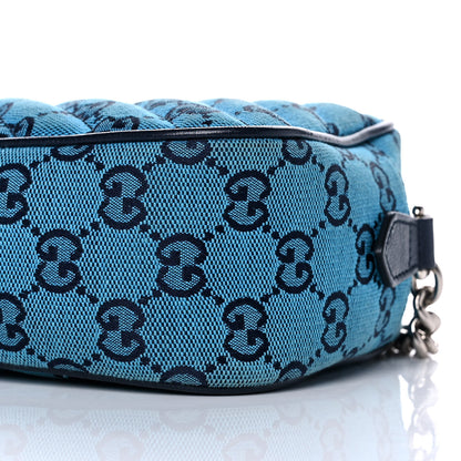 Gucci Monogram Multicolor Matelasse Diagonal Small GG Marmont Chain Shoulder Bag Light Blue 11 of 13