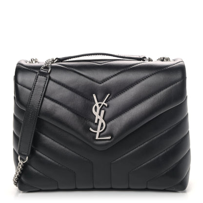 Saint Laurent Calfskin Y Quilted Monogram Small Loulou Chain Satchel Black 1 of 5