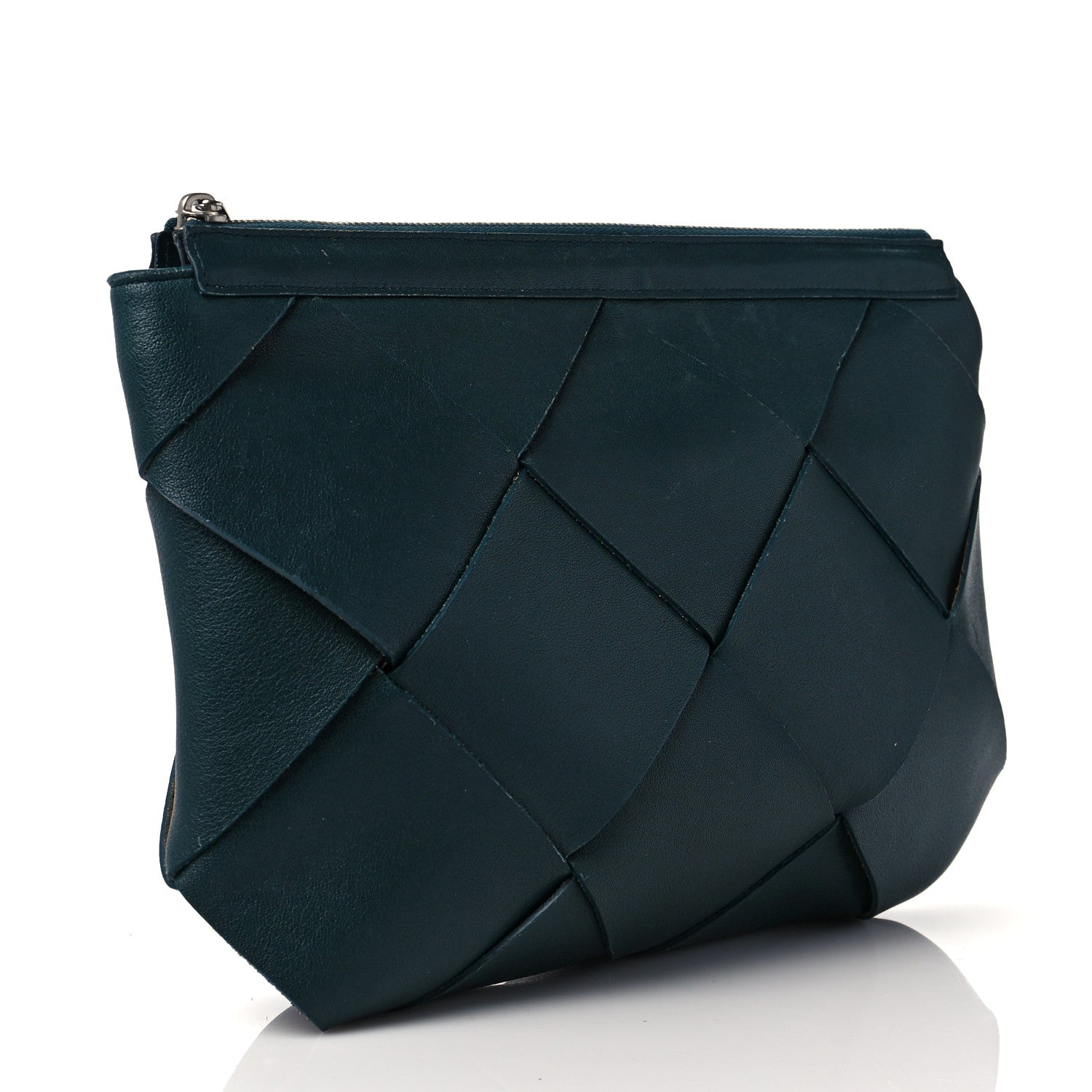 Bottega Veneta Nappa Maxi Intreccio Woven Pouch Clutch Raintree 3 of 8