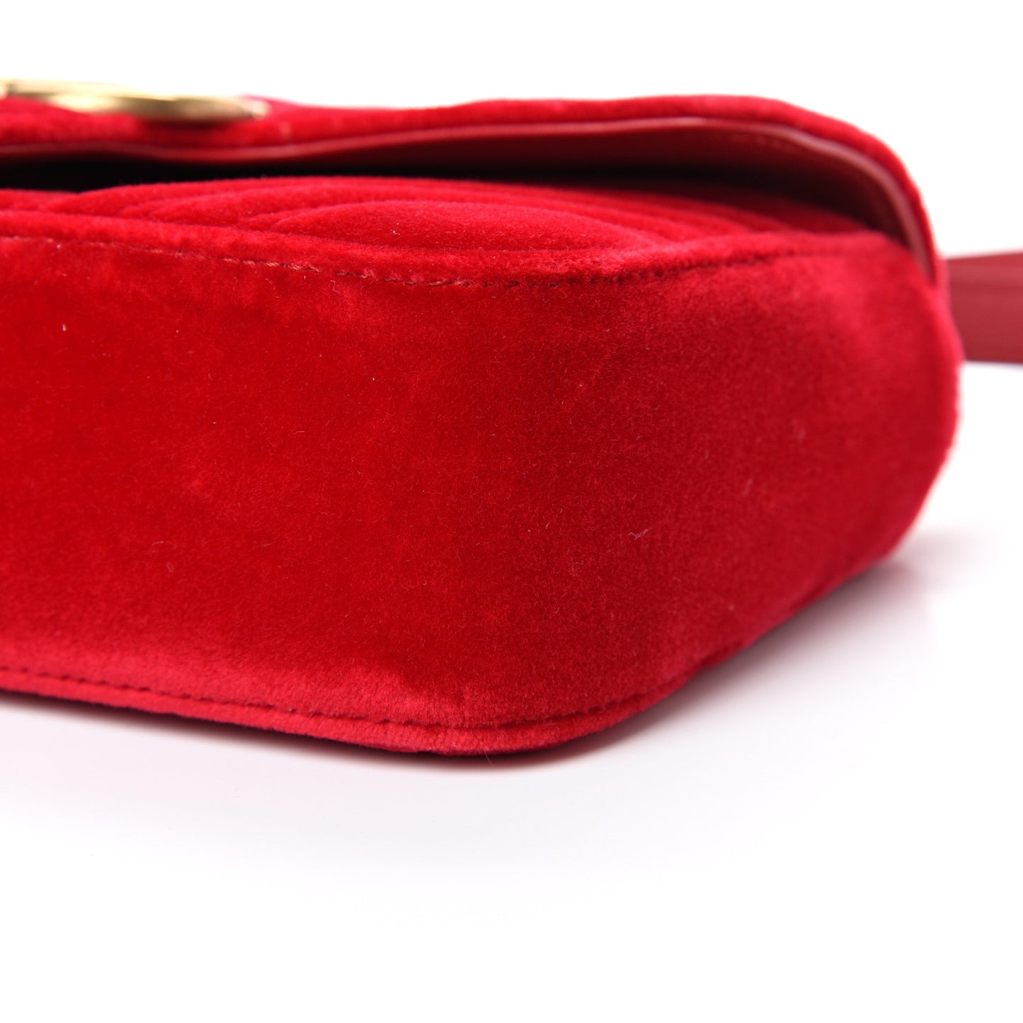 Velvet Matelasse Mini GG Marmont Shoulder Bag Hibiscus Red