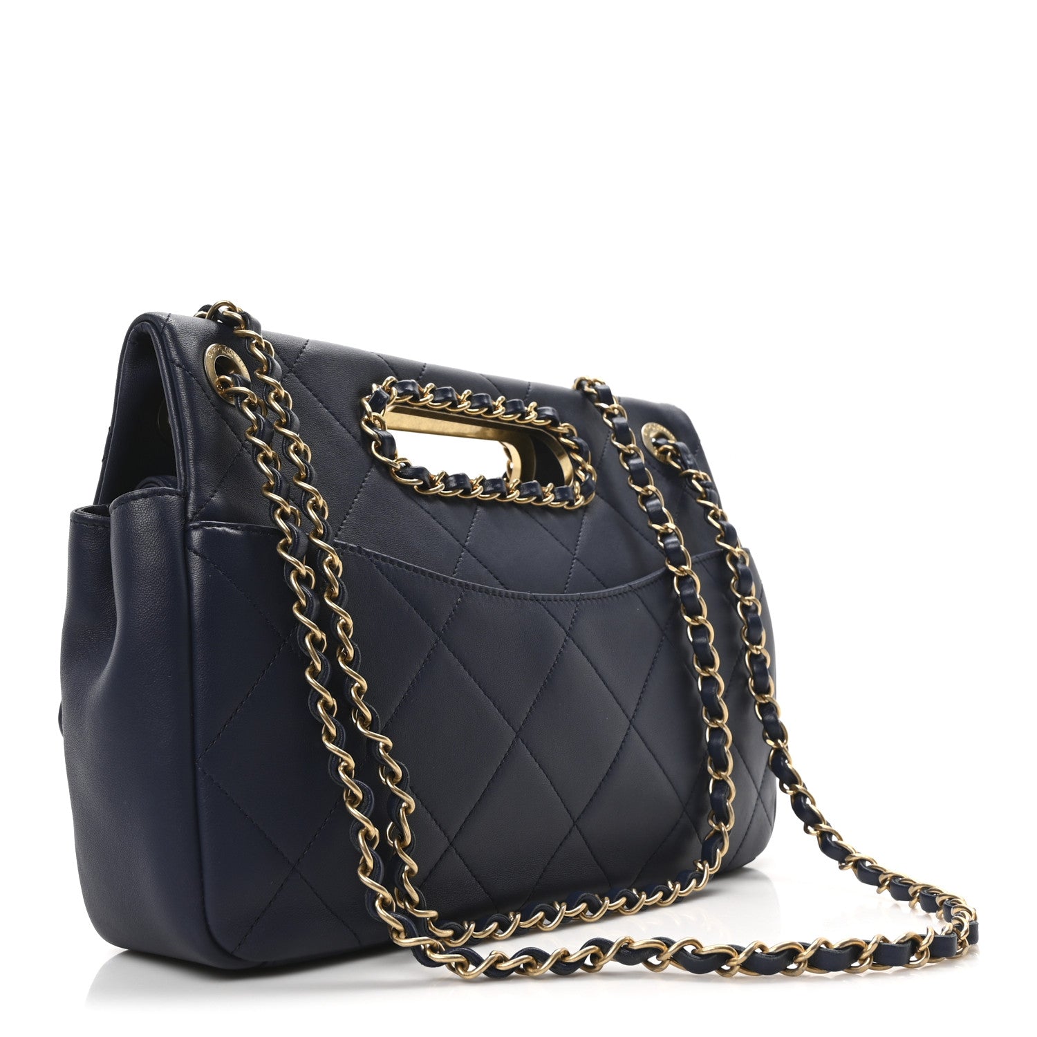 Chanel Lambskin A Real Catch Flap Bag Navy Blue 3 of 10