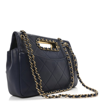 Chanel Lambskin A Real Catch Flap Bag Navy Blue 3 of 10