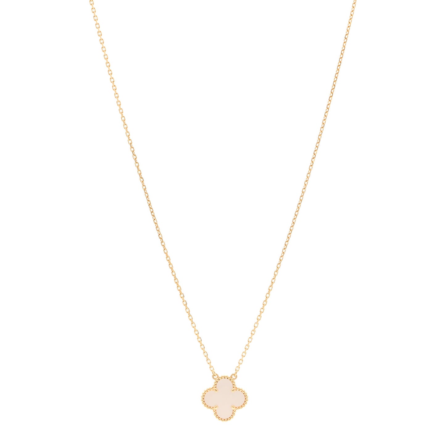 18K Yellow Gold Mother of Pearl Vintage Alhambra Pendant Necklace