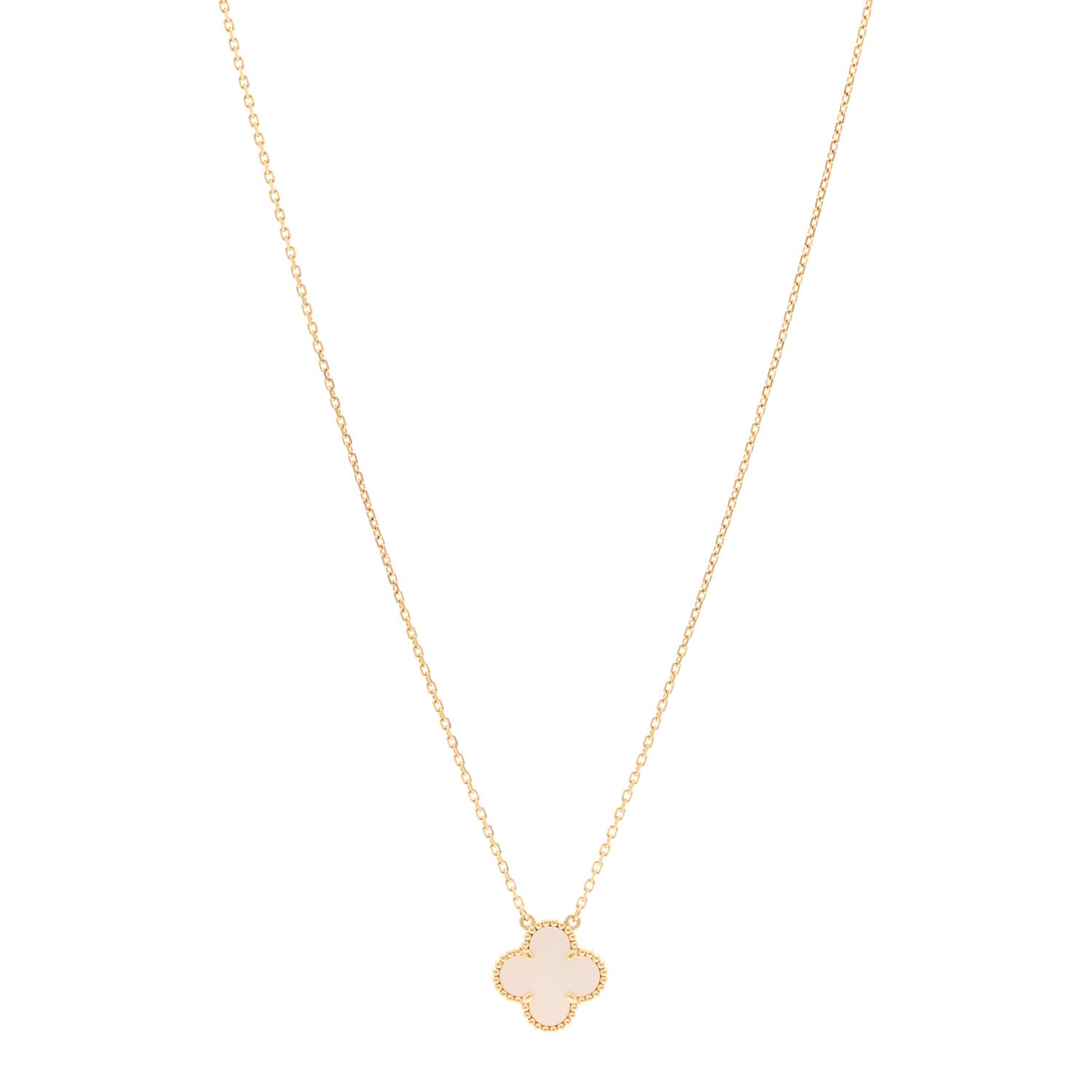 Van Cleef & Arpels 18K Yellow Gold Mother of Pearl Vintage Alhambra Pendant Necklace 1 of 6