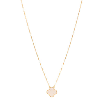 Van Cleef & Arpels 18K Yellow Gold Mother of Pearl Vintage Alhambra Pendant Necklace 1 of 6