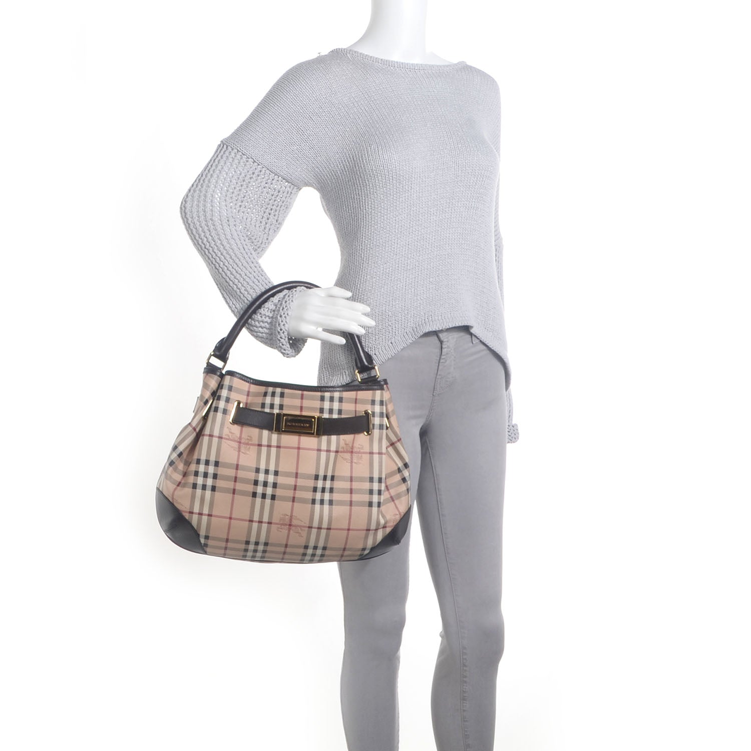 Burberry Haymarket Check Willenmore Medium Hobo Chocolate 2 of 9