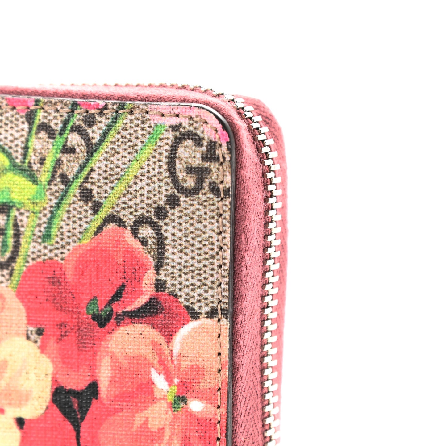 GG Supreme Monogram Blooms Zip Around Wallet Beige Multicolor Dry Rose