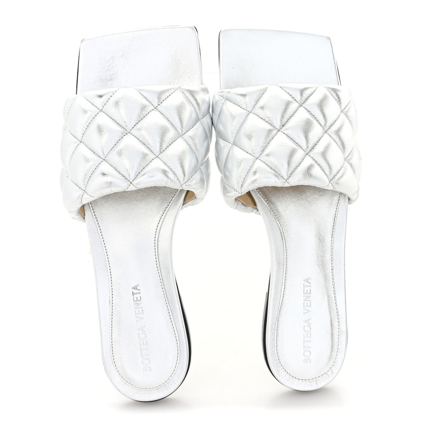 Reflection Matelasse Padded Flat Sandals 36 Silver