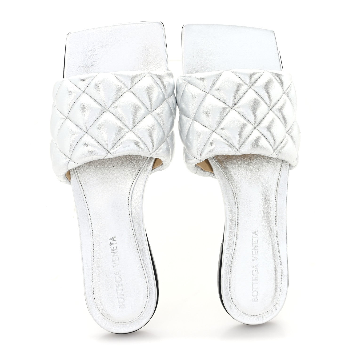 Bottega Veneta Reflection Matelasse Padded Flat Sandals 36 Silver 2 of 9