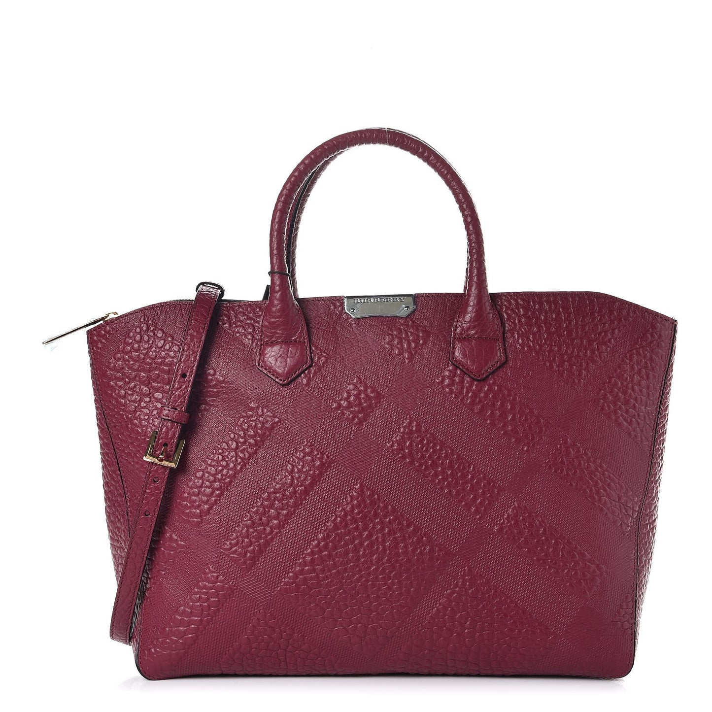 Heritage Grain Check Embossed Medium Dewsbury Tote Dark Plum