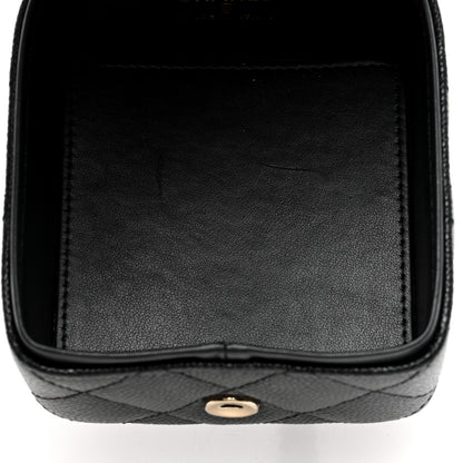 Chanel Caviar Quilted Mini Vanity Wrist Case With Chain Black 5 of 7