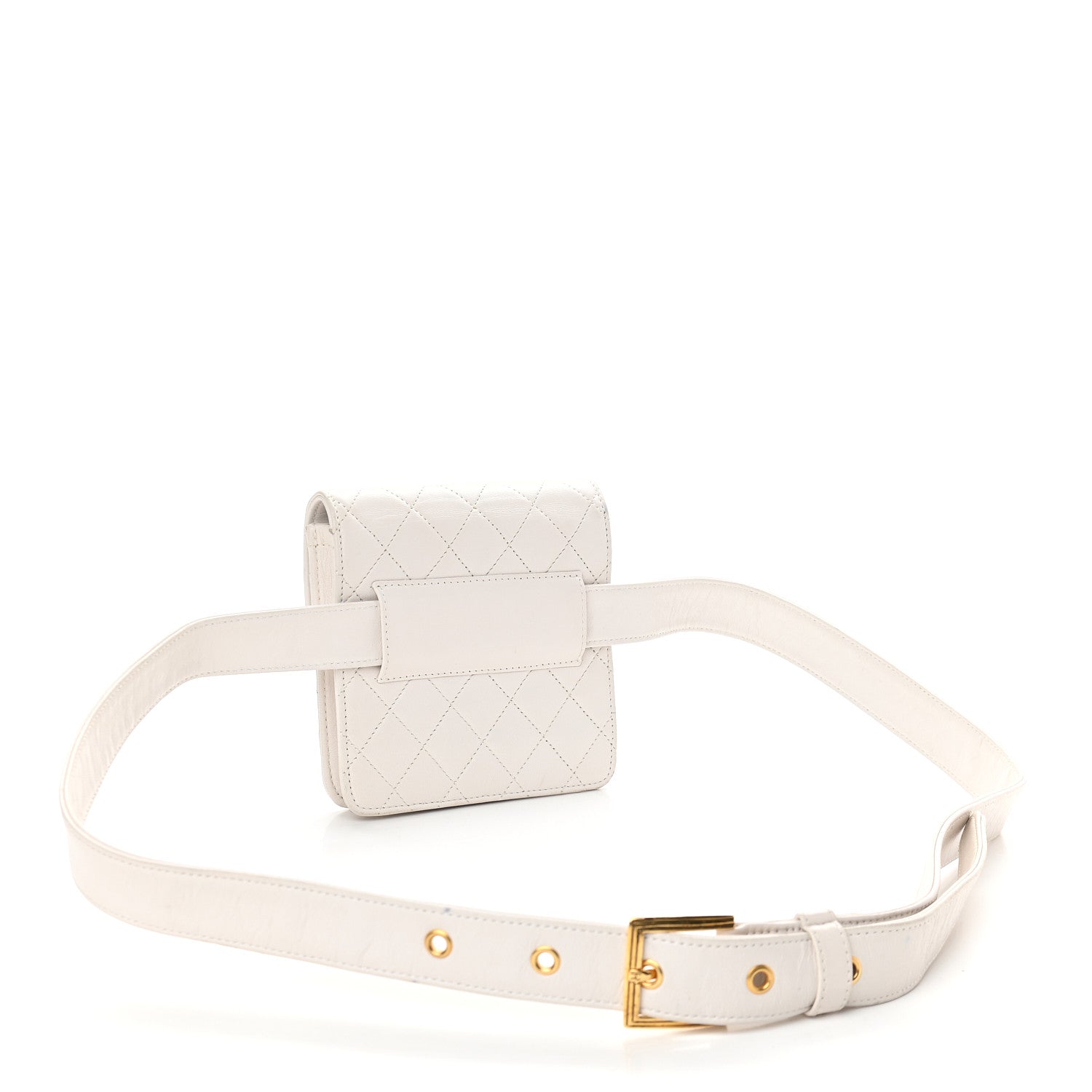 Chanel Lambskin Quilted Flap Waist Belt Bag White 2 of 12