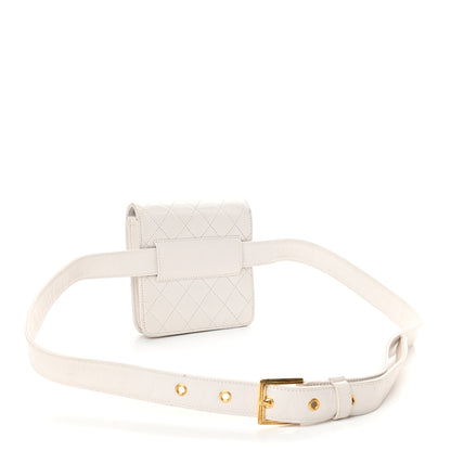 Chanel Lambskin Quilted Flap Waist Belt Bag White 2 of 12