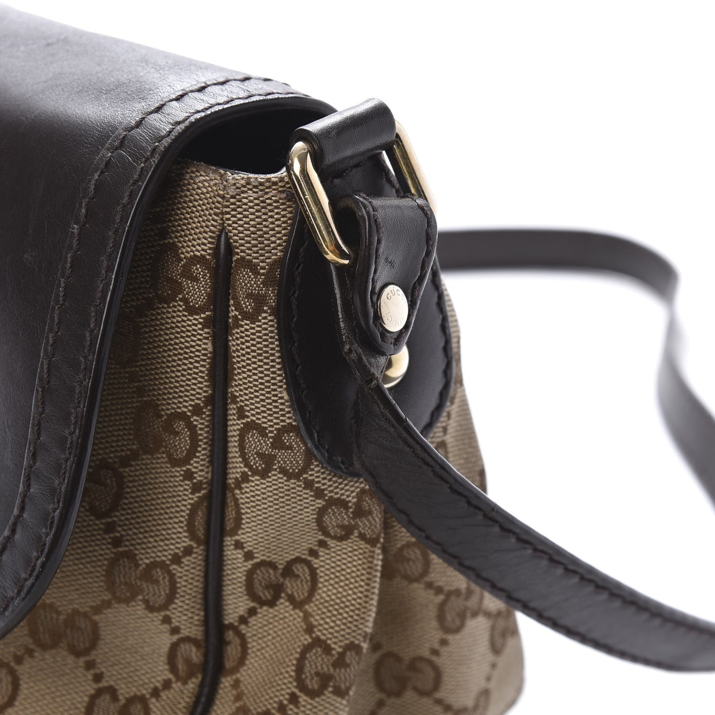 Monogram Techno Horsebit Large Shoulder Flap Bag Brown