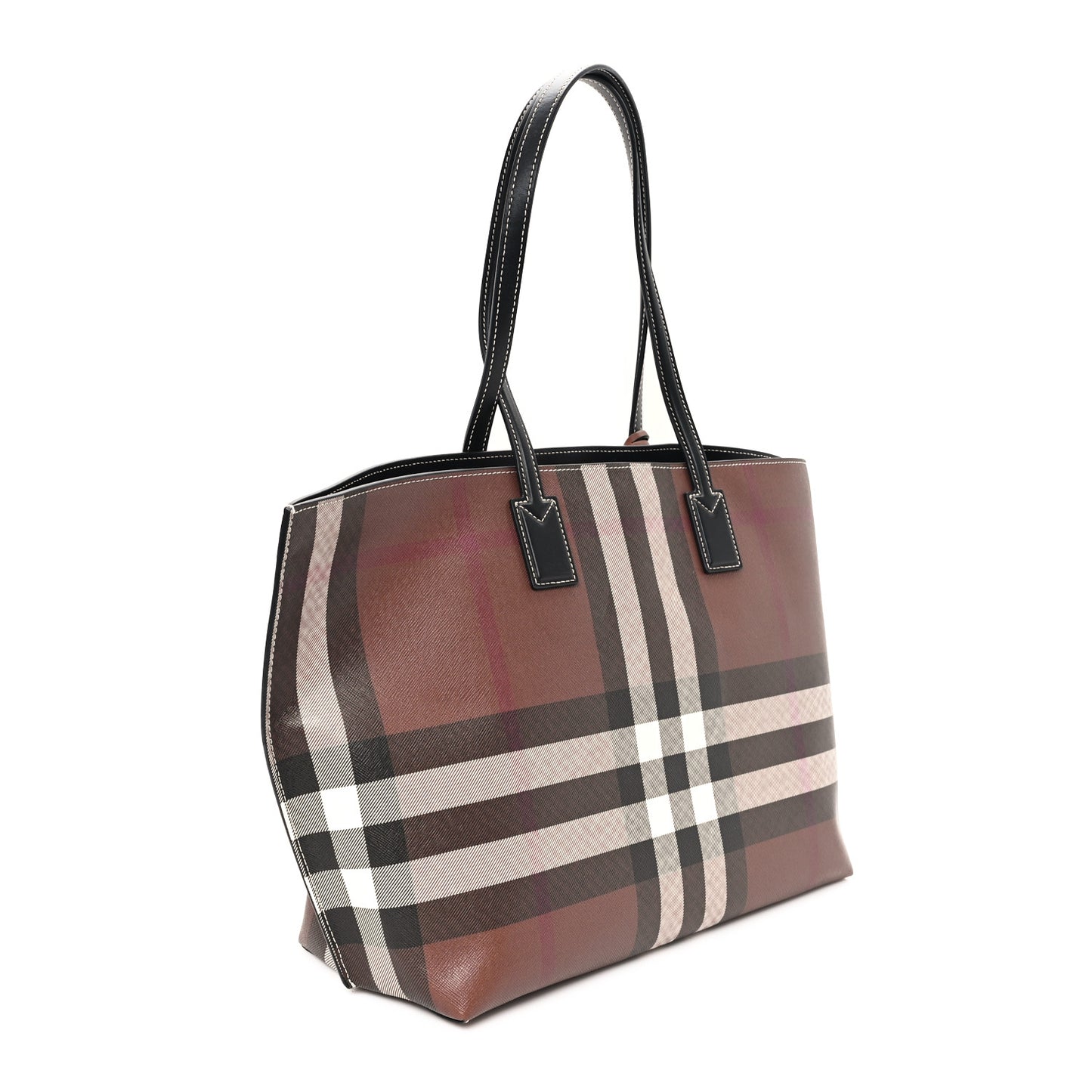 E-Canvas Check Medium Soft TB Tote Dark Birch Brown