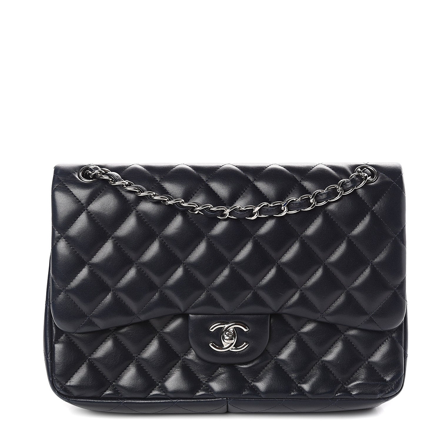 Chanel Lambskin Quilted Jumbo Double Flap Black 1 of 9