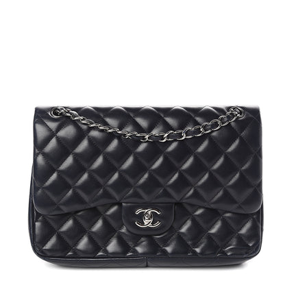 Chanel Lambskin Quilted Jumbo Double Flap Black 1 of 9