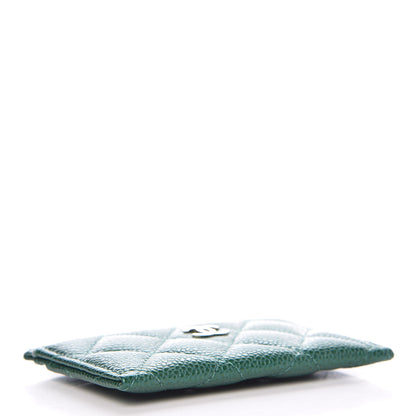 Chanel Metallic Caviar Quilted Card Holder Green 4 of 9