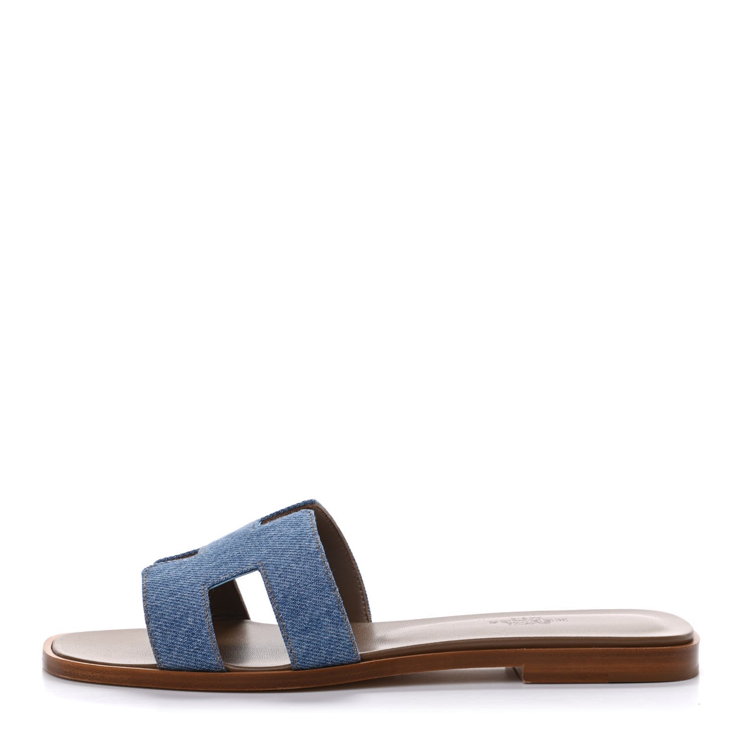 Hermes Denim Canvas Oran Sandals 37.5 Bleu Clair 1 of 8
