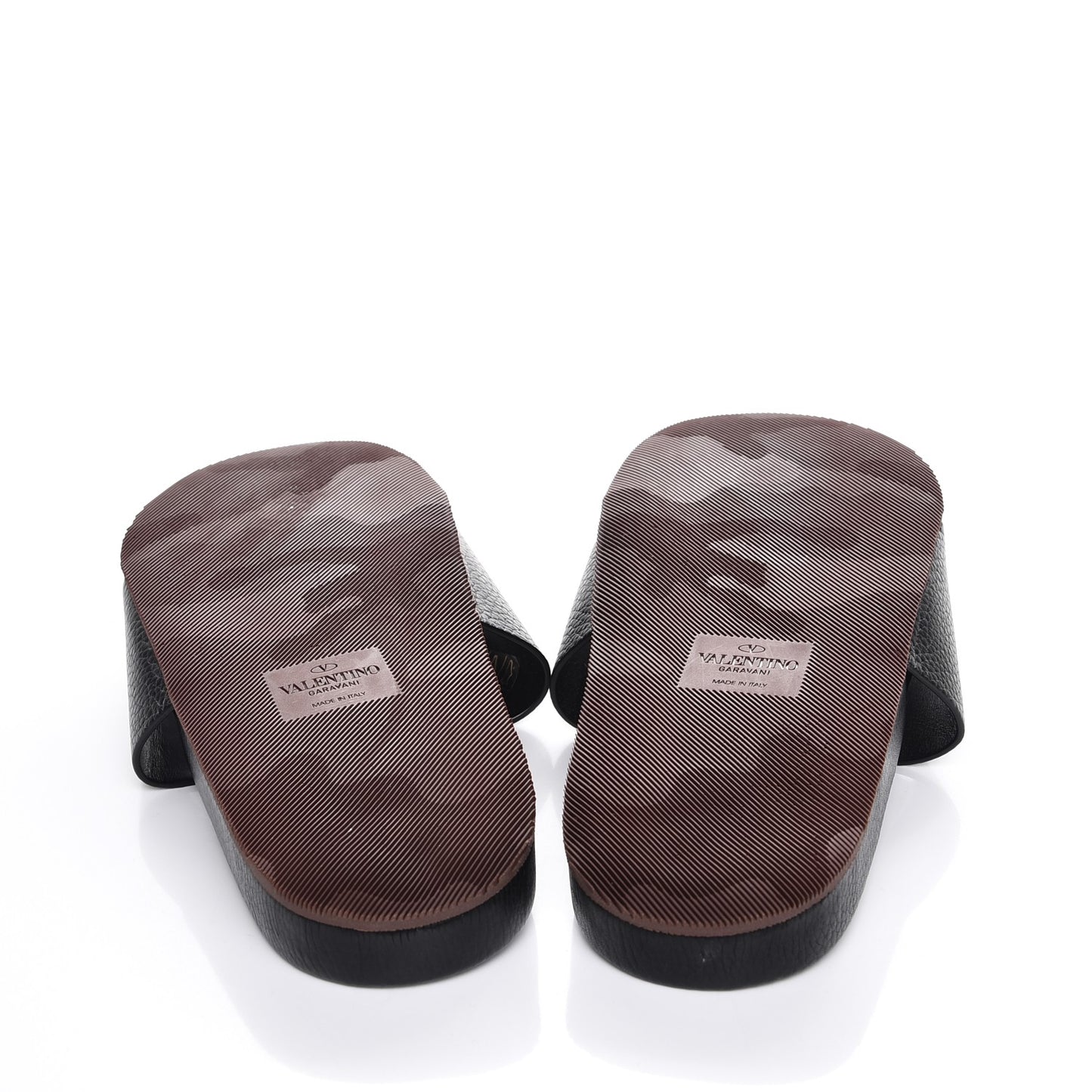 Mens Grained Calfskin Wide Strap Pool Slide Sandals 43 Black