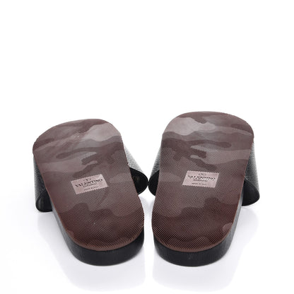 Valentino Garavani Mens Grained Calfskin Wide Strap Pool Slide Sandals 43 Black 5 of 8