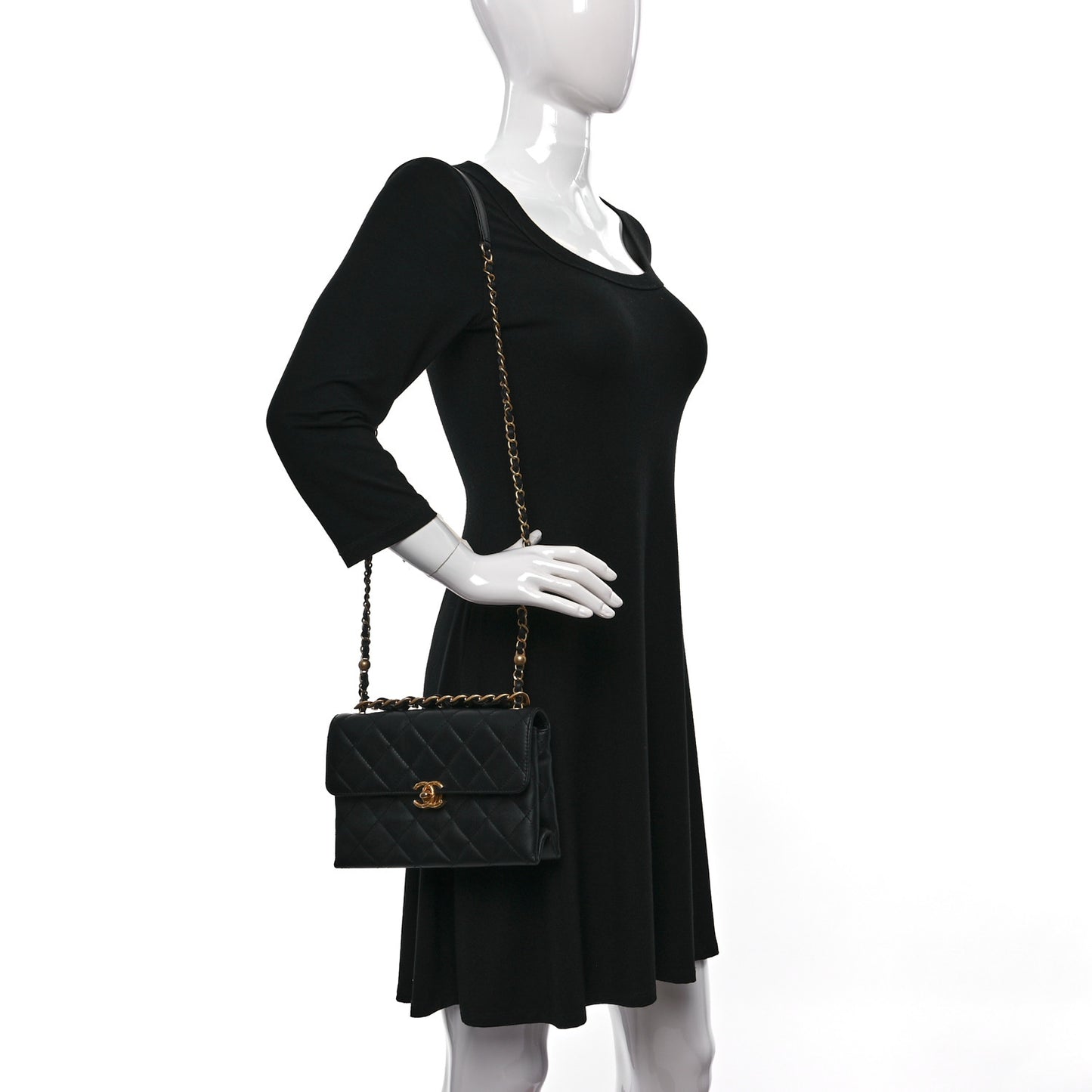Lambskin Quilted Small Chain Flap Black