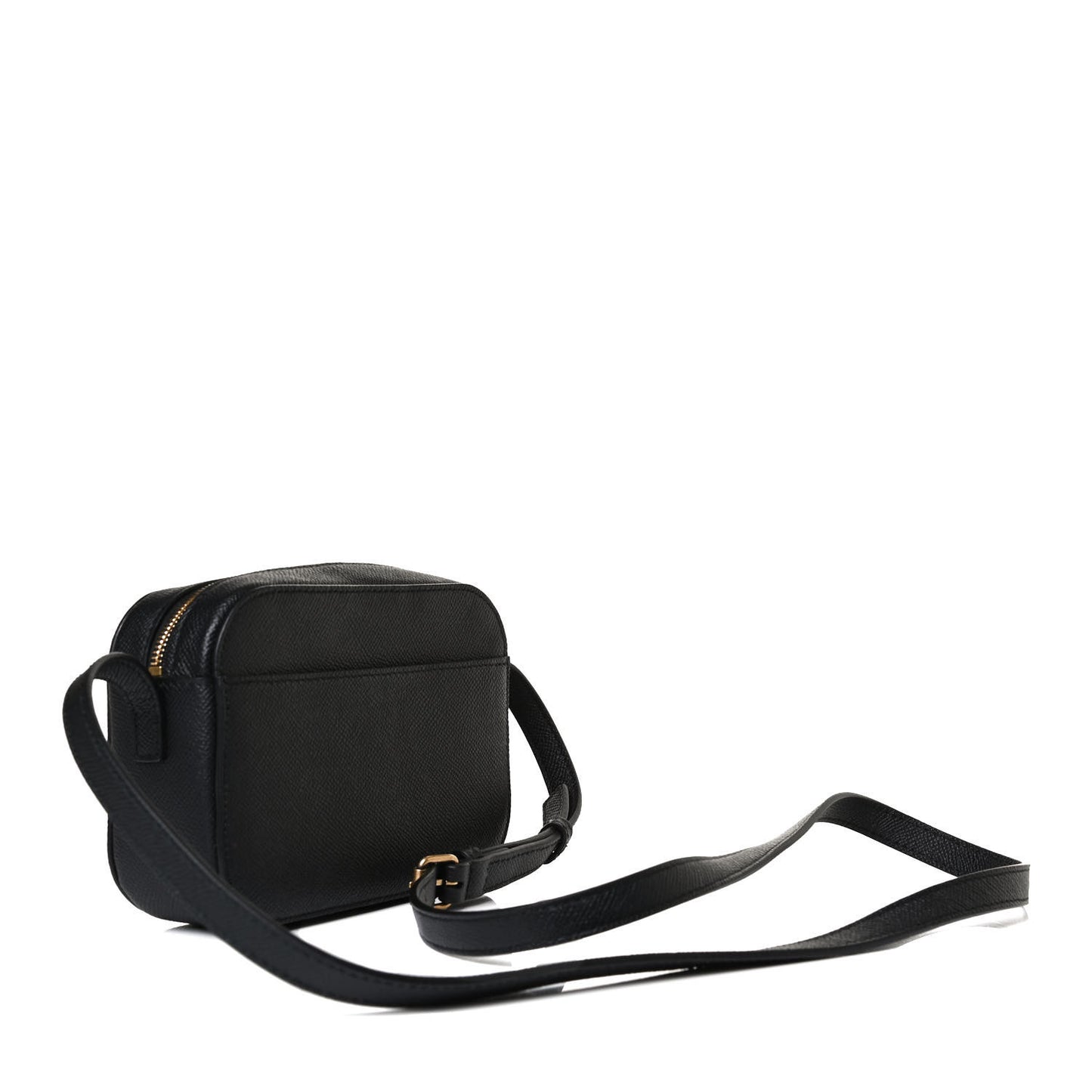Signature Grained Calfskin Logo XS Ville Camera Bag Black White