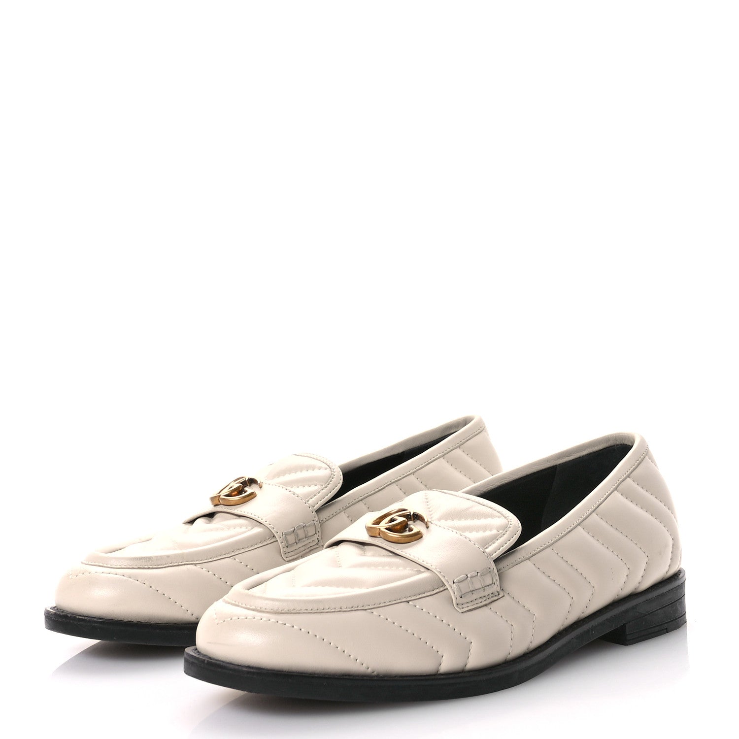 Gucci Nappa Matelasse Double G Marmont Loafers 37 Cream 4 of 8
