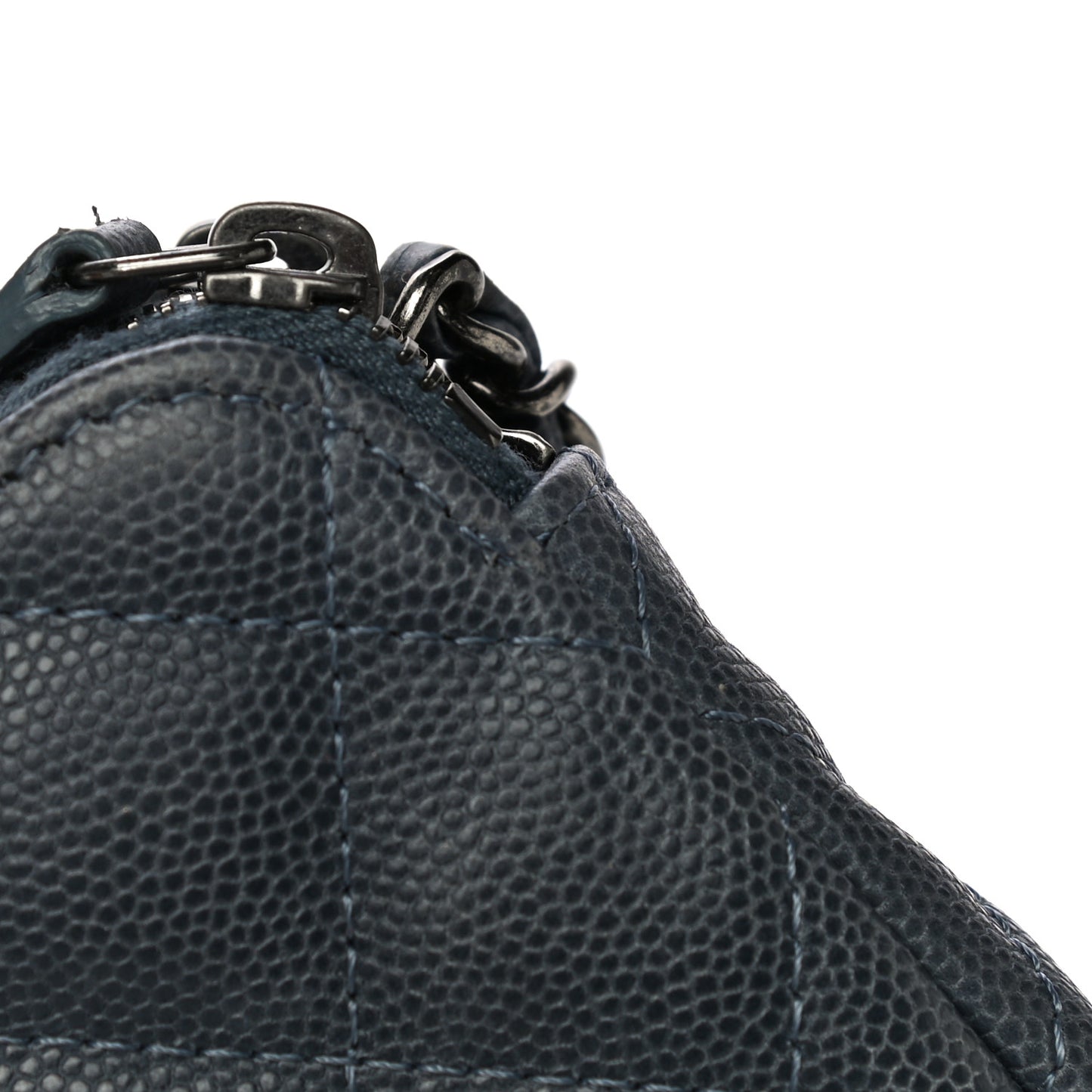 Caviar Quilted Small Clutch With Chain Grey
