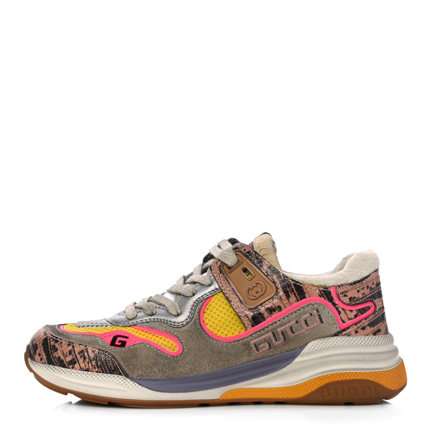 Suede Calfskin Tejus Printed Womens Ultrapace Sneakers 35 Pink Silver Oatmeal Yolk
