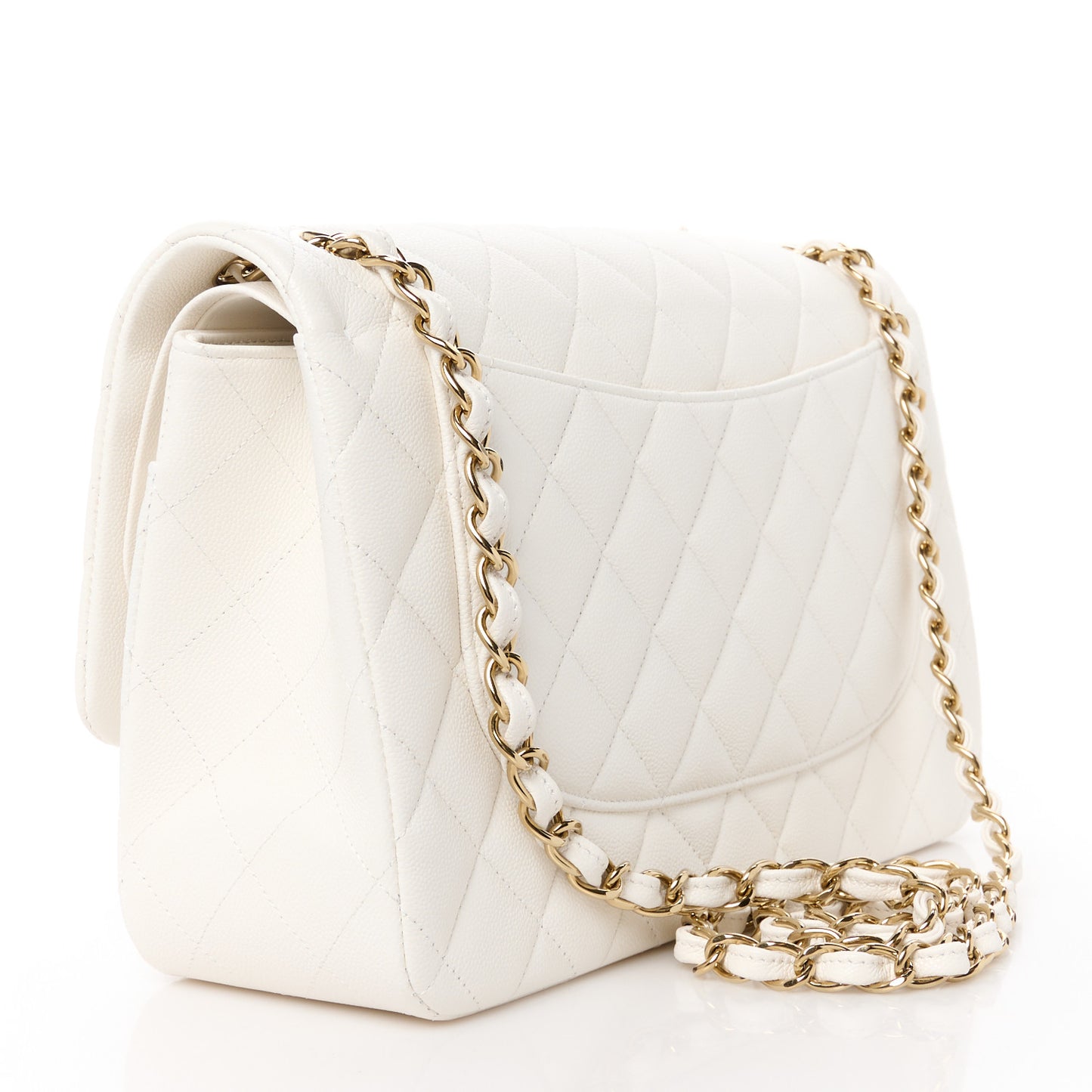 Caviar Quilted Jumbo Double Flap White