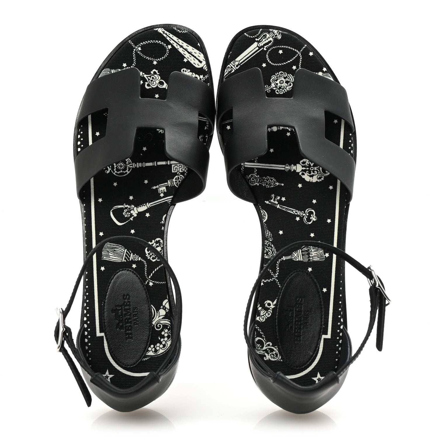 Hermes Calfskin Santorini Sandals 38 Black 2 of 10
