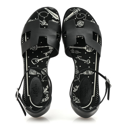 Hermes Calfskin Santorini Sandals 38 Black 2 of 10