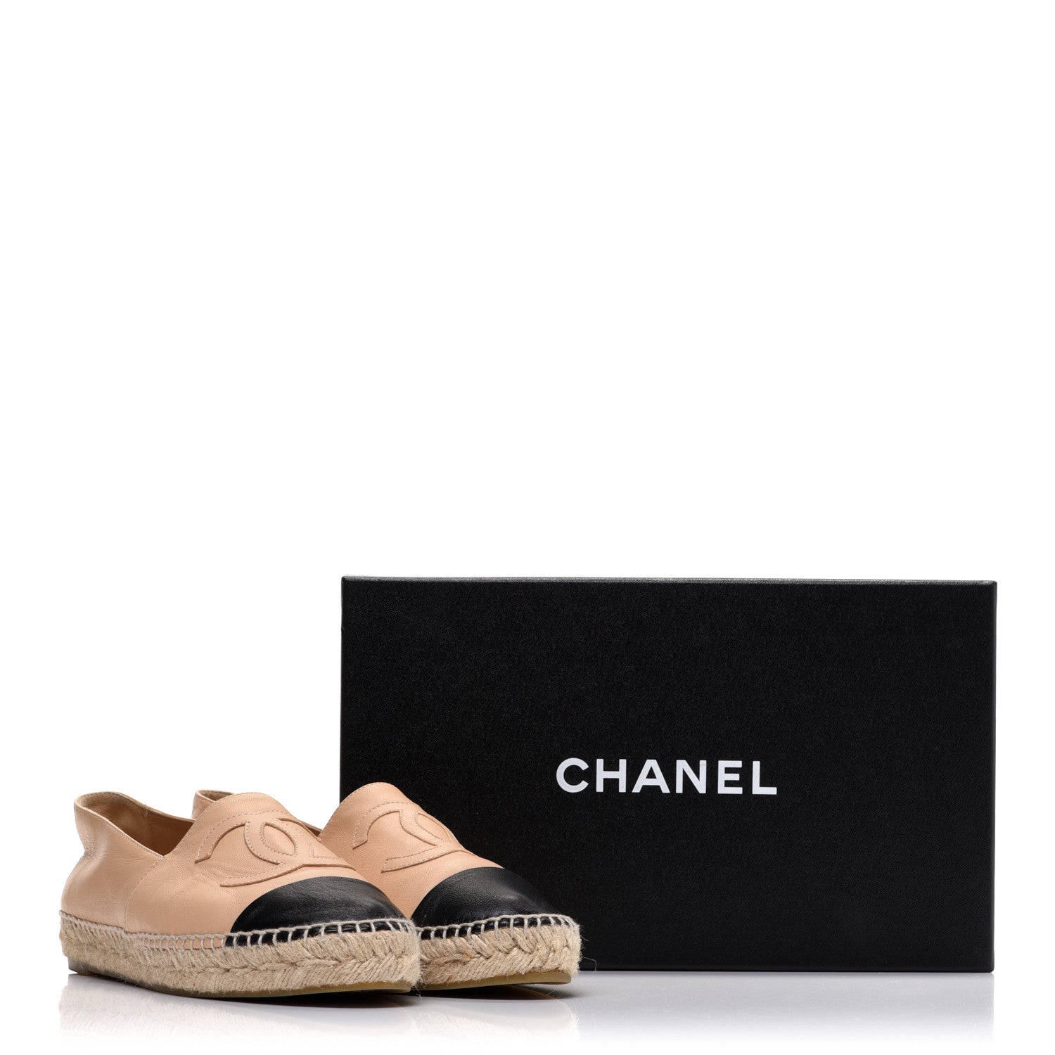 Chanel Lambskin CC Espadrilles 39 Beige Black 13 of 13