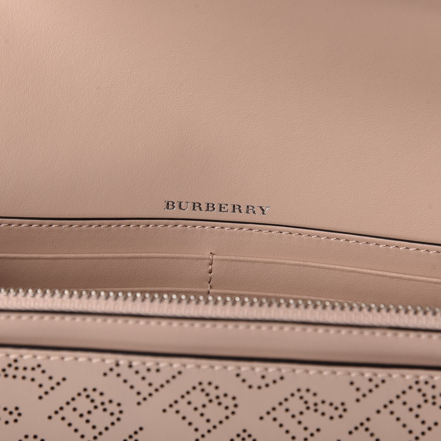 Burberry Calfskin Perforated Hampshire Crossbody Pale Fawn Pink 6 of 9