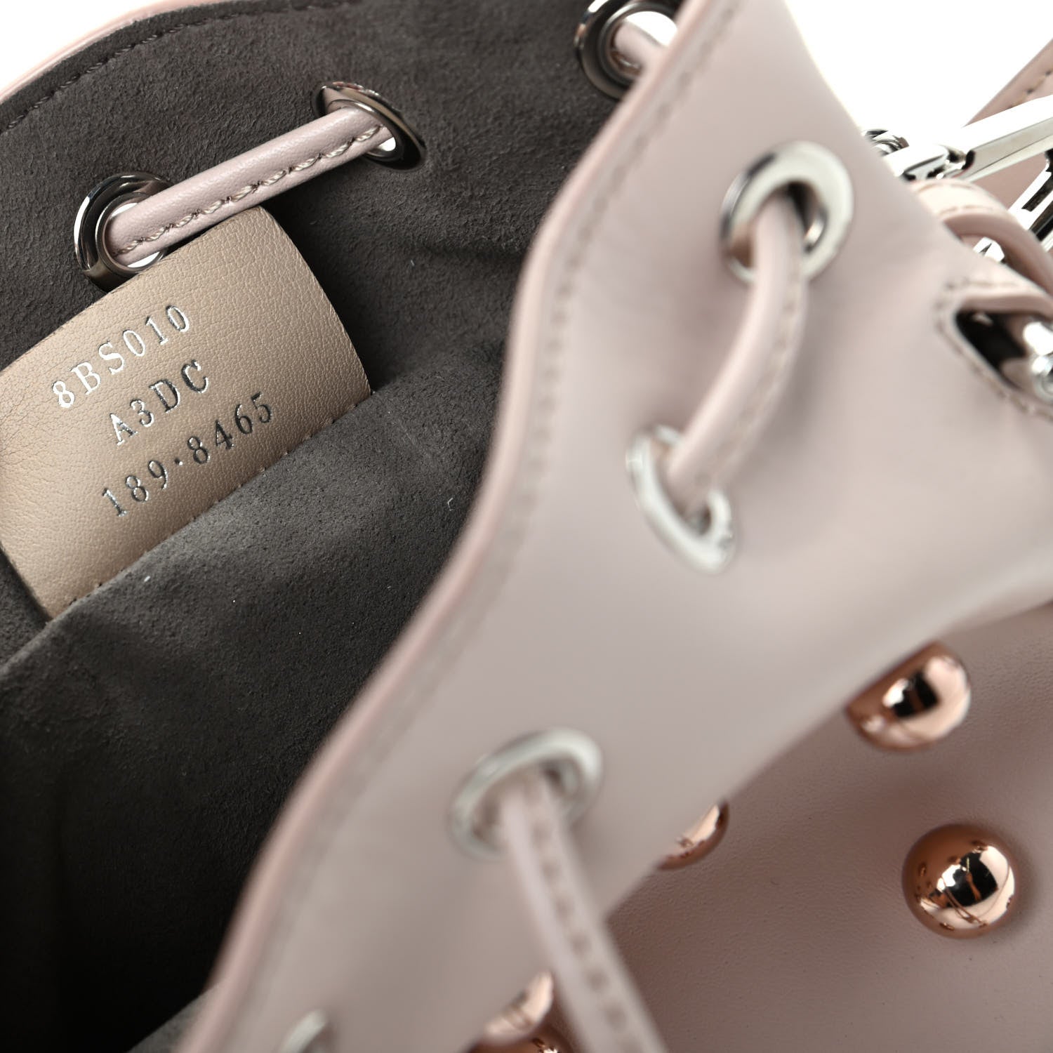 Fendi Calfskin Pearl Studded F is Fendi Mini Mon Tresor Bucket Bag Soap 9 of 9