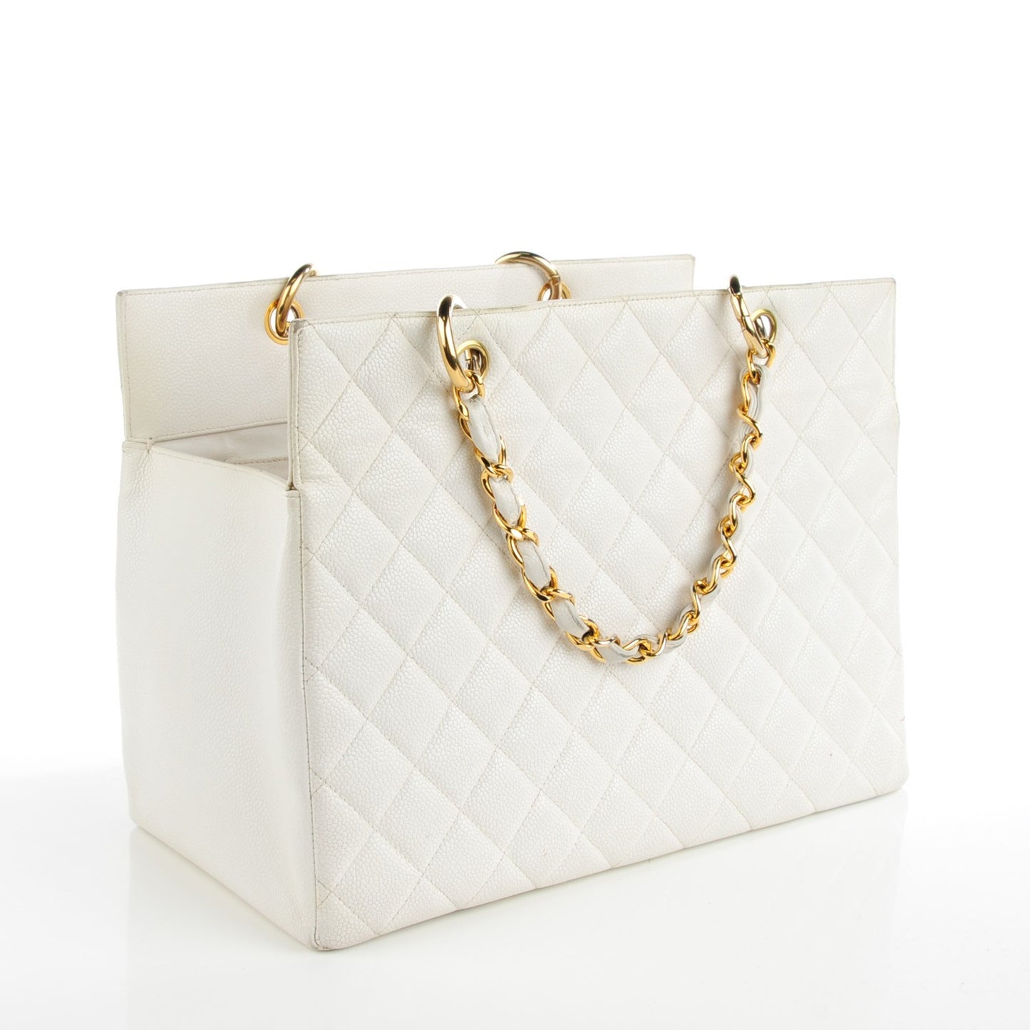 Caviar Quilted CC Tote White